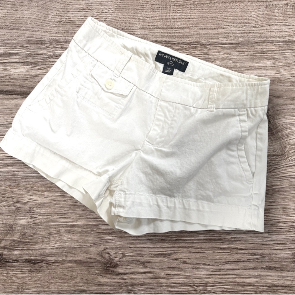 Banana Republic white shorts cotton with spandex, sz 00 petite, - Picture 3 of 5